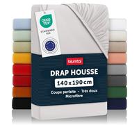 Blumtal Drap-housse 140 x 190 cm en microfibre brossée super doux, adapté aux matelas d'une hauteur allant jusqu'à 25 cm, gris clair de lune