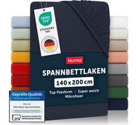 Blumtal drap housse 140x200 cm - Drap microfibre respirant en Dark Ocean Blue - Drap housse 140x200 cm pour un lit frais