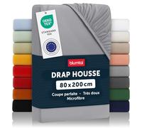 Blumtal Drap Housse 80x200 cm en Microfibre - Drap 80x200 cm certifié Oeko-TEX - draps Respirant pour Enfant - Drap Housse lit Bebe - Drap de lit - Drap House 80x200 cm Doux - draps Housse Gris