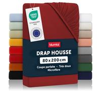 Blumtal drap housse 80x200 cm en microfibre - drap 80x200 cm certifié OEKO-TEX - draps respirant pour enfant - drap housse lit bebe - drap de lit - drap house 80x200 cm doux - draps housse Rouge foncé