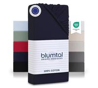 Blumtal Drap Housse 90-100 x 200 Basique en Jersey 100% Coton - Lot de 2 - certifié Oeko-Tex - Hauteur 15 cm - Protege Matelas - 90-100x200 cm - Ajustable et Facile à Entretenir - Bleu foncé
