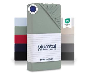 Blumtal Drap Housse 90x190 cm Basique en Jersey - Lot de 1-90 x 190 x 30 - Protection 90 x 190 x 30-100% en Coton Doux - certifié Oeko-Tex - draps Housse 90x190 Enfant Coton Jersey - Vert été