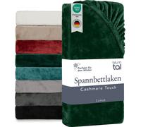 Blumtal Drap housse Cashmere Touch 120 x 200 cm peluche - 120x200 Drap housse Cashmere Touch - Drap housse moelleux et douillet vert foncé