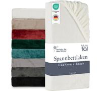Blumtal Drap housse Cashmere Touch 200x200 cm peluche - Drap housse 200x200 doux - Drap doux 200x200 - Drap 200 x 200 Ivory - Blanc