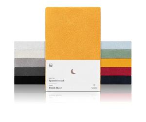 Blumtal Drap Housse Coton éponge 150 x 200 cm - Lot de 1 - protège-Matelas Chaud & Confortable certifié Oeko-Tex pour Matelas avec Hauteur jusqu'à 30 cm - Drap Housse 150x200 cm - Moutarde