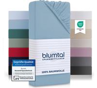 Blumtal® Drap housse en coton 200x220cm Basics Jersey en set de 2 - Housse de couette 200x220 cm - Drap housse - Dusk Blue