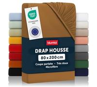 Blumtal Drap-housse en microfibre 80 x 200 cm - Drap housse 80 x 200 cm certifié Öko-Tex - Jusqu'à 25 cm de hauteur de matelas - Drap housse citrouille spice
