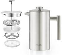 Blumtal French Press en acier inoxydable,Thermos à café à double paroi isolée avec échelle de mesure, filtre de rechange et mode d'emploi inclus