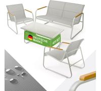 Blumtal Garden Furniture Set 4er - Balcon Meuble Set for 4 Persons - 2 x Fauteuil + 1 x Banc + 1 x Table - Terrassenmöbel außen - Gartenlounge Grau