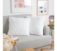 Blumtal Housse Coussin 40x60 cm canape - Lot de 2 - Housse Coussin 40x60 cm decoratif en Fausse Fourrure avec Fermeture éclair - Decoration Maison cocooning certifiée Oeko-Tex - Blanc