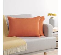 Blumtal Housse Coussin canape 30x50 cm - Lot de 2 - Housse Coussin 30x50 cm en Chenille Douce avec Fermeture éclaire cachée - Protection décorative certifiée Oeko-Tex - Entretien Facile - en Orange