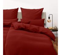 Blumtal Housse de Couette 155x200 + taie d'oreiller 40x70cm- Parure de lit 155x200 certifié Oeko-TEX - Rouge Aurore
