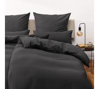 Blumtal Housse de Couette 155x200 + taie d'oreiller 50x80cm- Parure de lit 155x200 certifié Oeko-TEX - Anthracite