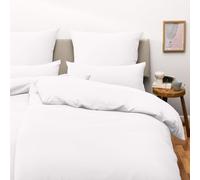 Blumtal Housse de Couette 155x200 + taie d'oreiller 50x80cm- Parure de lit 155x200 certifié Oeko-TEX - Blanc