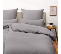 Blumtal Housse de Couette 155x200 + taie d'oreiller 50x80cm- Parure de lit 155x200 certifié Oeko-TEX - Gris
