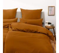 Blumtal Housse de Couette 155x200 + taie d'oreiller 50x80cm- Parure de lit 155x200 certifié Oeko-TEX - Marron