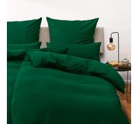 Blumtal Housse de Couette 155x200 + taie d'oreiller 50x80cm- Parure de lit 155x200 certifié Oeko-TEX - Vert Foncé