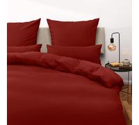 Blumtal Housse de Couette 190x200 + taie d'oreiller 40x70cm- Parure de lit 190x200 certifié Oeko-TEX-Rouge Aurore