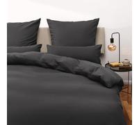 Blumtal Housse de Couette 200x200 + taie d'oreiller 40x80cm- Parure de lit 200x200 certifié Oeko-TEX -Anthracite