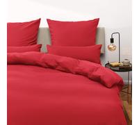Blumtal Housse de Couette 200x200 + taie d'oreiller 80x80cm- Parure de lit 200x200 certifié Oeko-TEX -Rouge