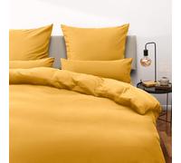 Blumtal Housse de Couette 220x220 + taie d'oreiller 40x70cm- Parure de lit 220x220 certifié Oeko-TEX - Jaune
