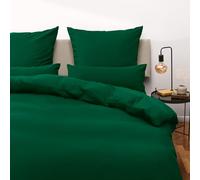 Blumtal Housse de Couette 220x220 + taie d'oreiller 40x70cm- Parure de lit 220x220 certifié Oeko-TEX - Vert Foncé