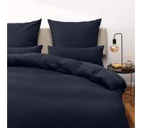Blumtal Housse de Couette 260x240 + taie d'oreiller 40x70cm- Parure de lit 260x240 certifié Oeko-TEX -Bleu foncé