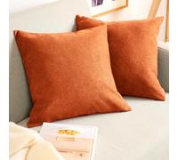 Blumtal Housse de Coussin 45x45 cm canape - Lot de 2 - Housse Coussin 45x45 cm en Chenille Douce avec Fermeture éclaire cachée - Protection décorative certifiée Oeko-Tex - Lavage Facile - en Orange