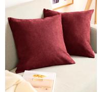 Blumtal Housse de Coussin 50x50 cm canape - Lot de 2 - Housse Coussin 50x50 cm en Chenille Douce avec Fermeture éclaire cachée - Protection décorative certifiée Oeko-Tex - Lavage Facile - en Rouge