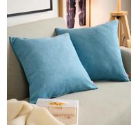 Blumtal Housse de Coussin 60x60 cm canape - Lot de 2 - Housse Coussin 60x60 cm en Chenille Douce avec Fermeture éclaire cachée - Protection décorative certifiée Oeko-Tex - Lavage Facile - Bleu clai