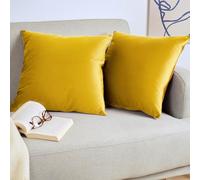 Blumtal Housse de Coussin canape - Lot de 2 - Housse Coussin 30x50 - Housses de Coussins décoratifs Velours - Housse de Coussin 30x50 - Housses de Coussins canapé certifiées Oeko-Tex - Couleur Jaune