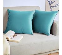 Blumtal Housse de Coussin canape - Lot de 2 - Housse Coussin 40x40 - Housses de Coussins décoratifs Velours - Housse de Coussin 40x40 - Housses Coussins canapé certifiées Oeko-Tex - Bleu électrique