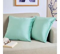 Blumtal Housse de Coussin canape - Lot de 2 - Housse Coussin 40x40 - Housses de Coussins décoratifs Velours - Housse de Coussin 40x40 - Housses de Coussins canapé certifiées Oeko-Tex - en Vert été