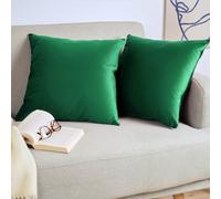 Blumtal Housse de Coussin canape - Lot de 2 - Housse Coussin 45x45 - Housses de Coussins décoratifs Velours - Housse de Coussin 45x45 - Housses de Coussins canapé certifiées Oeko-Tex - Vert botanique