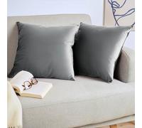 Blumtal Housse de Coussin canape - Lot de 2 - Housse Coussin 50x50 - Housses de Coussins décoratifs Velours - Housse de Coussin 50x50 - Housses de Coussins canapé certifiées Oeko-Tex - Gris foncé