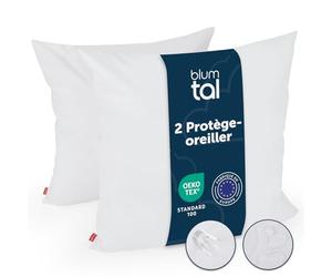 Blumtal Housse de Coussin de lit Impermeable - Taie d'oreiller 50x50 - Oreiller Moyen avec Fermeture éclair - Housse de Coussins Anti-acariens hypoallergénique certifiée Oeko Tex - 2 pièces