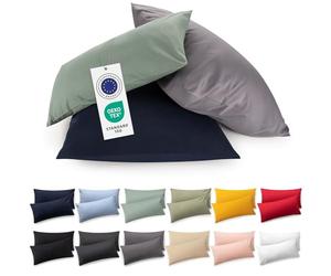 Blumtal Housse de Coussin Jersey 40x70 en Set de 2 - Housses de Coussin 40x70 en Coton 100% certifiées Oeko-TEX - Housse de Coussin Douce 40x70 cm avec Fermeture Éclair - Blanc