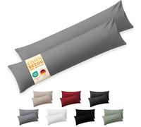 Blumtal Housse Oreiller Dormeur Latéral 40x145 cm Lot de 2 - Microfibre Certifiée Oeko-TEX, Bord Replié, Extra Douce, Lavable en Machine - Gris