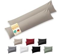 Blumtal Housse Oreiller Dormeur Latéral 40x145 cm Lot de 2 - Microfibre Certifiée Oeko-TEX, Bord Replié, Extra Douce, Lavable en Machine - Taupe
