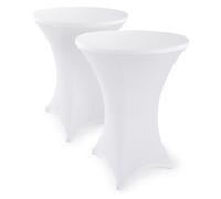 Blumtal housse stretch pour table ronde extensible - housse mange debout Ø 60-65 cm - lot de 1 - housse extensible pour table haute mange debout - avec élastiques - lavable en machine - couleur blanc