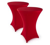Blumtal Housse Stretch pour Table Ronde Extensible - Nappe Mange Debout Ø 60-65 cm - Lot de 2 - Housse Extensible pour Table Haute Mange Debout - avec élastiques - Lavable en Machine - Couleur Rouge