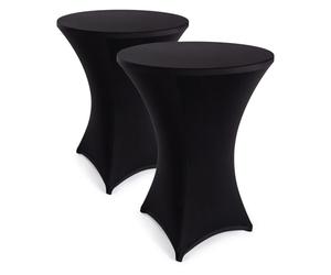 Blumtal Housse Stretch pour Table Ronde Extensible - Nappe Mange Debout Ø 70-75 cm - Lot de 2 - Housse Extensible pour Table Haute Mange Debout - avec élastiques - Lavable en Machine - Couleur Noir