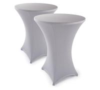 Blumtal Housse Stretch pour Table Ronde Extensible - Nappe Mange Debout Ø 80-85 cm - Lot de 2 - Housse Extensible pour Table Haute Mange Debout - avec élastiques - Lavable en Machine - Gris argenté