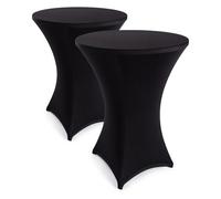 Blumtal Housse Stretch pour Table Ronde Extensible - Nappe Mange Debout Ø 80-85 cm - Lot de 2 - Housse Extensible pour Table Haute Mange Debout - avec élastiques - Lavable en Machine - Couleur Noir