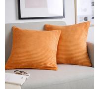 Blumtal housses de coussin canapé 60x60 cm - lot de 2 - housse de coussin 60x60 en velours côtelé - fermeture éclair invisible - housse douce pour coussin canape - housse coussin 60x60- ambre lumineux