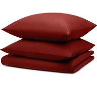 Blumtal linge de lit 155x200cm + 2x taies d'oreiller 80x80cm - Microfibre Bed Sheets 155x200cm - 3-pièces de linge de lit rouge foncé