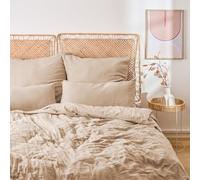 Blumtal Linge de lit 200x220 cm - Oeko-TEX certifié Linge de lit 200x220 Coton - Housse de Couette 200x220 + 2X taies d'oreiller 40x80 - Taupe