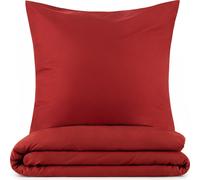 Blumtal Literie 140x200cm + taie d'oreiller 80x80cm - Microfibre Bed Sheets 140x200cm - 2pcs set linge de lit rouge foncé