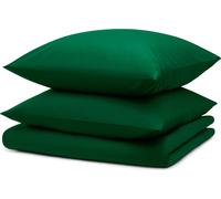 Blumtal literie 155x200cm + 2x taies d'oreiller 40x80cm - Microfibre Bed Sheets 155x200cm - Set de 3 draps de lit vert foncé
