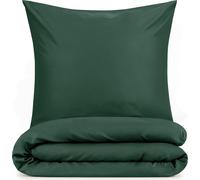 Blumtal Literie 155x220cm + taie d'oreiller 50x80cm - Microfibre Bed Sheets 155x220cm - Set de 2 draps de lit vert foncé